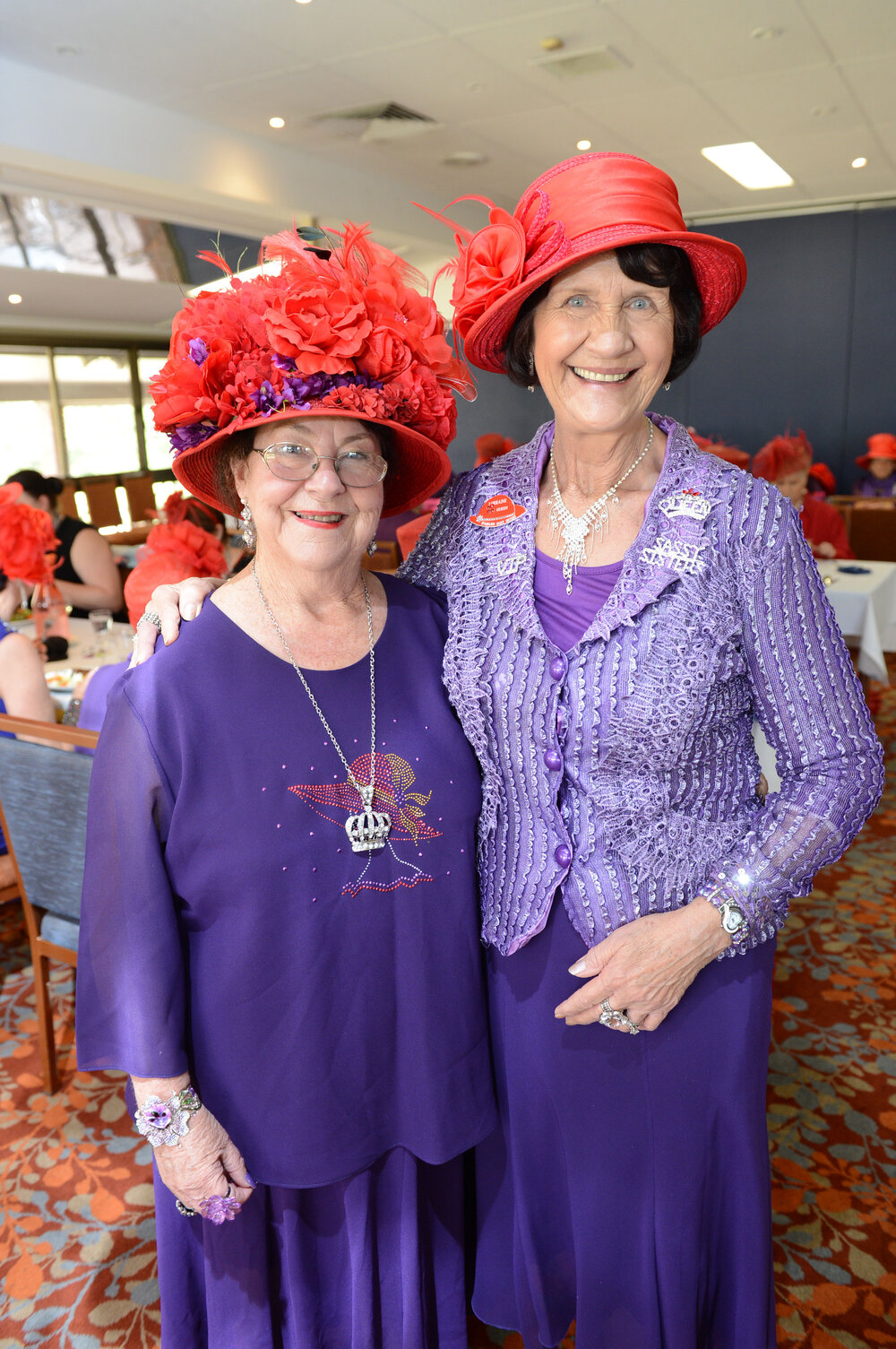 Lynette Hoskins-Meech and Lorraine Voigt at The Bonzer Sheilas Australia's Biggest Morning Tea at Ipswich Golf Club, Ipswich, 15 May 2013