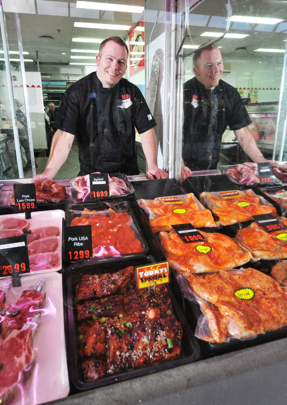 John Farquhar has moved his business 'Mall Butchery' into the vacated butcher shop in the Ipswich Mall, Ipswich, 9th May 2013