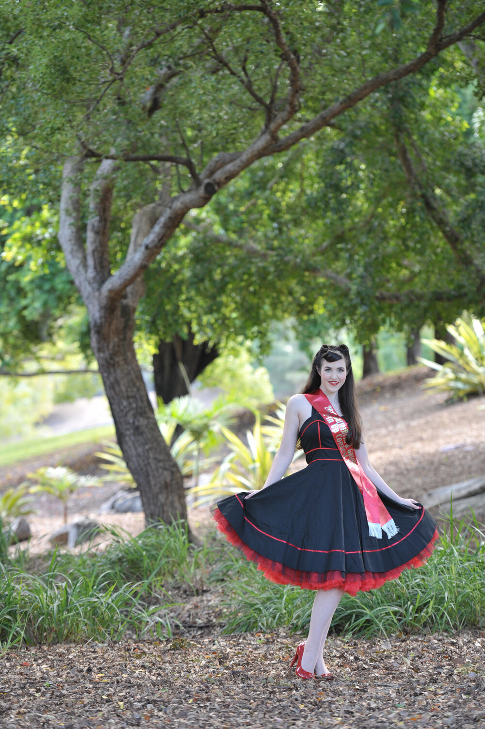 Louise Geoghegan won the recent Garter Belts and Gasoline Pin-Up Pageant at Mt Tambourine, 11th May 2013
