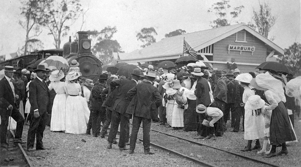 Opening ceremony of the first train to Marburg from Rosewood, 1912