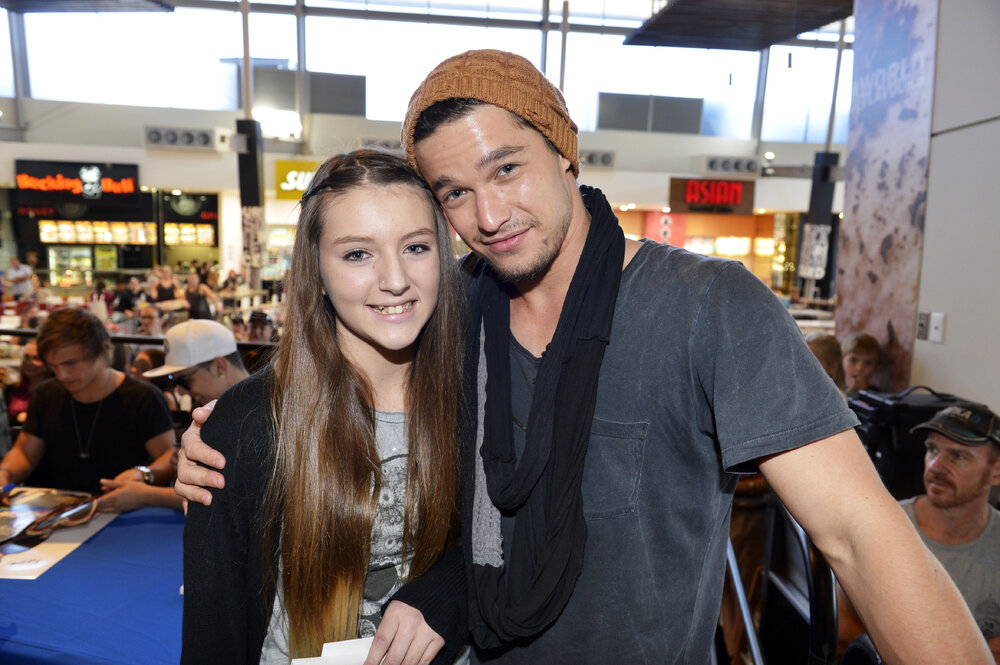 Skye Molaentien, 12, with Zach Russell from The Collective, Ipswich, 17 May 2013