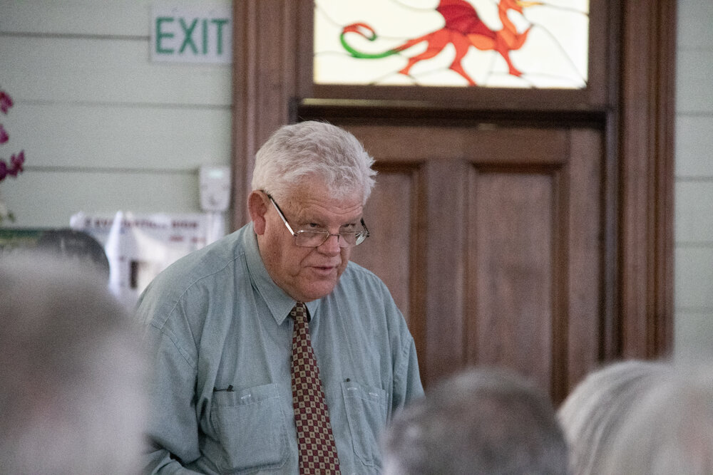 Errol George welcoming the congregation to the 140th Anniversary service for the United Welsh Church, Blackstone, Sunday 4th October 2026
