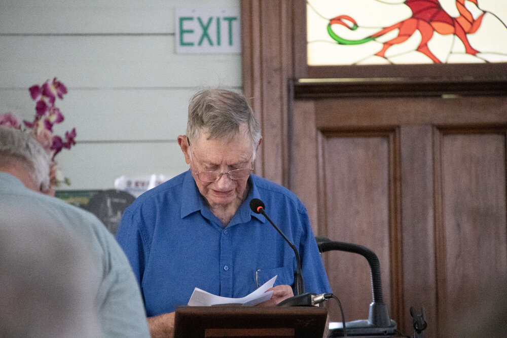 Reverend Dr. Noel David giving the Benediction at the 140th Anniversary service for the United Welsh Church, Blackstone, Sunday 4th October 2026