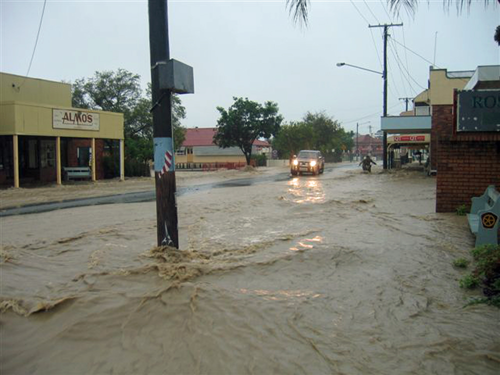 John Street during flash flooding, Rosewood, Ipswich, 2011