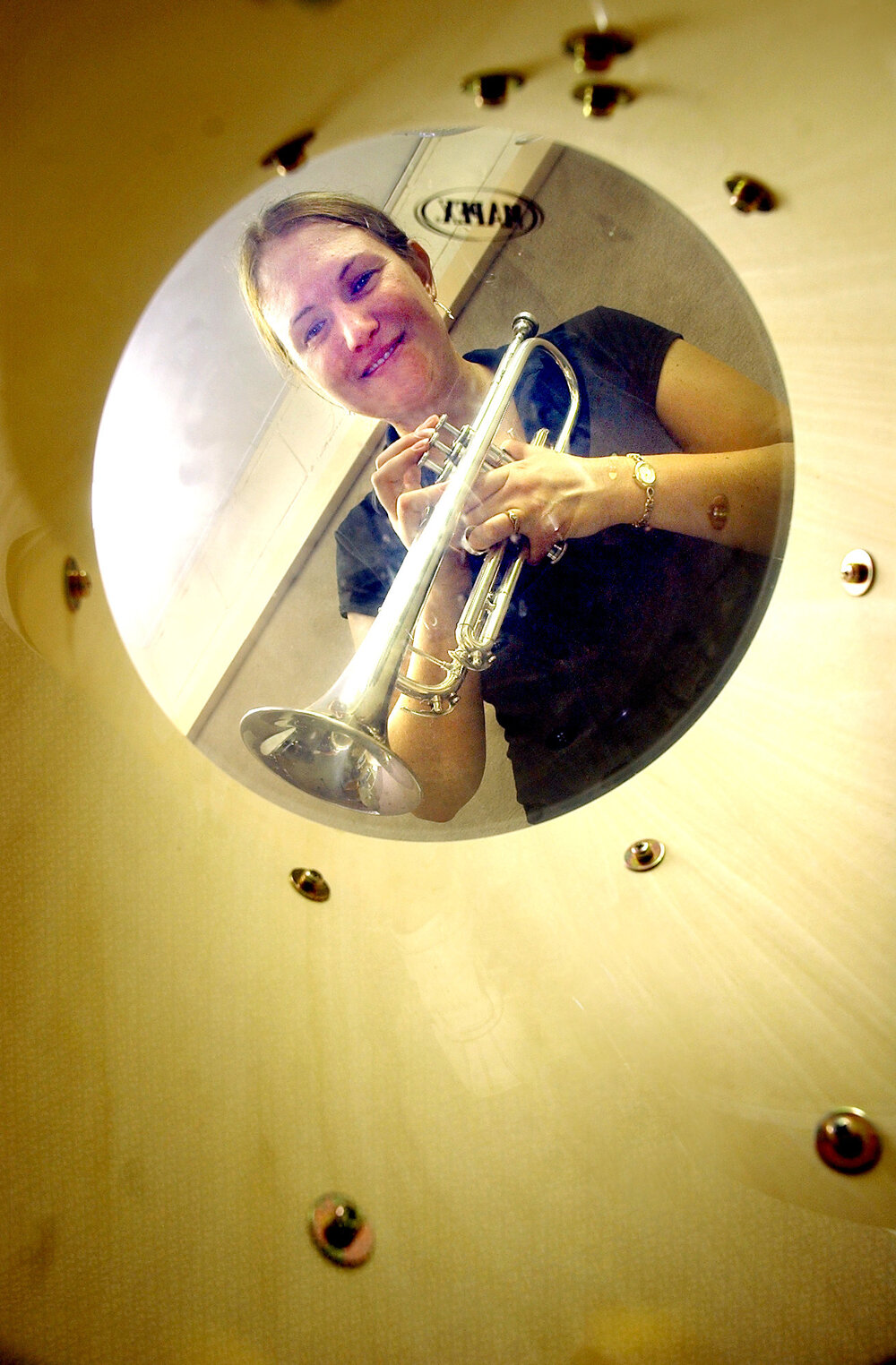 Instrumental music teacher Sharon McInnes hopes to encourage more people to join the Ipswich City Big Band, Ipswich, 3 February 2005 