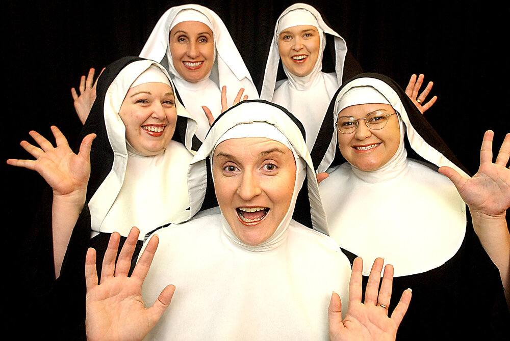 Melissa Fellows, Denelle Rosenberg, Lauren Van de Ven, Kate Hoepner, and Karen Adamson at the Orpheous Chorale complex for "Nunsense 2", Ipswich, 5 February 2005 