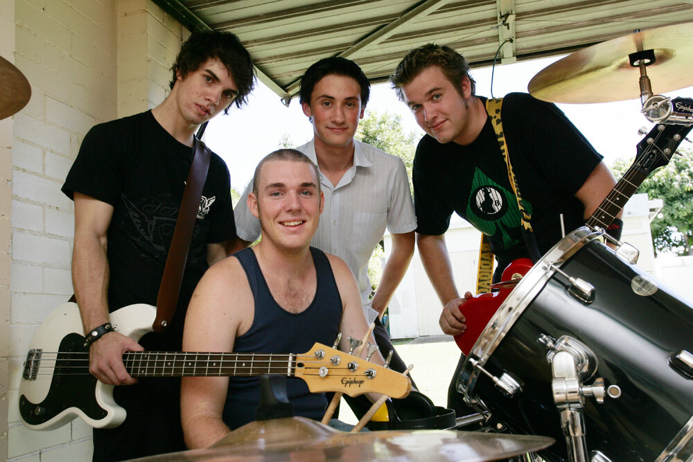 Luke Trim, Michael Little, Adam Brookes and    Trevor Alback  on drums, Ipswich, 6 February 2005 