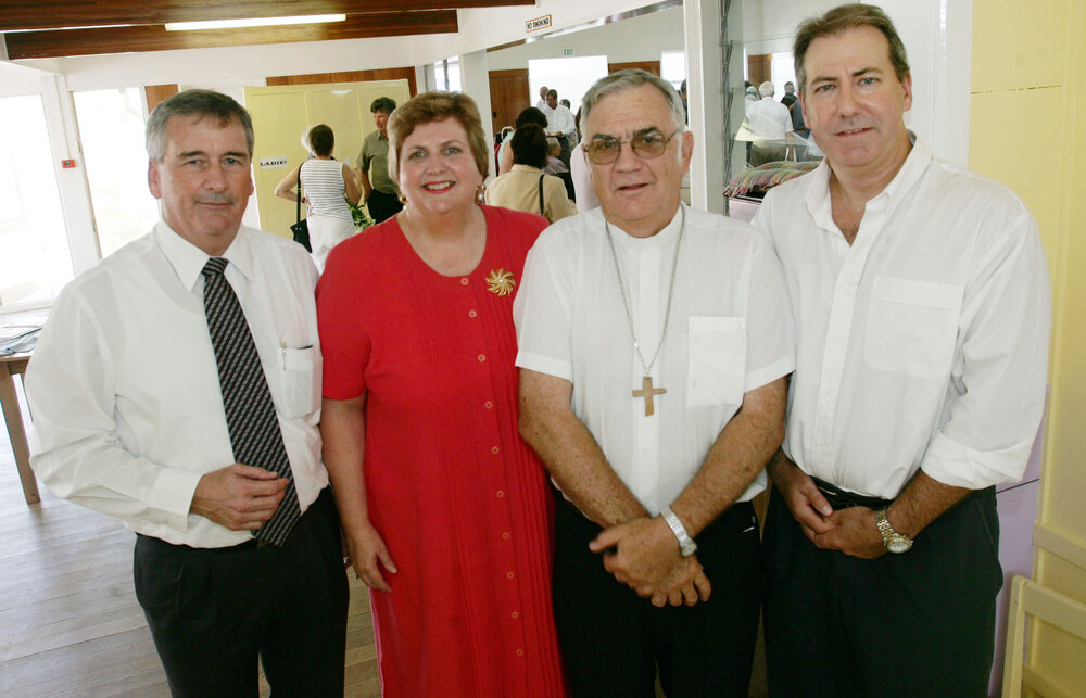 Hugh Trevethin, Anne Cross, Gale Hall and Stephen Muggleton blue nursi8ng service 50th, Ipswich, 6 February 2005 