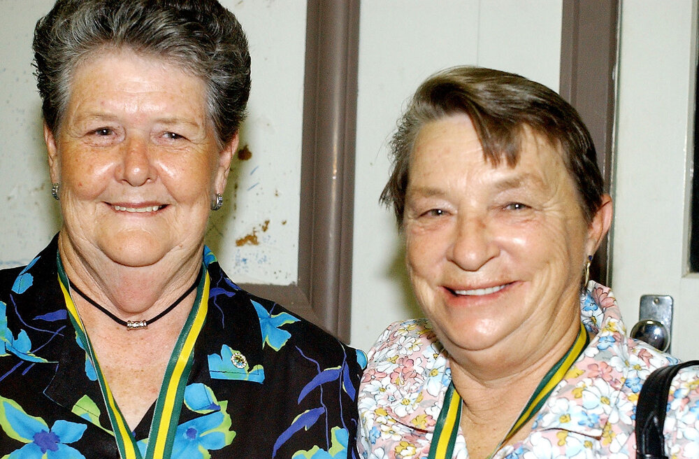 Dawn Bassatt and Carol Cunningham at Rosewood Baptist Hall receiving Certificates of appreciation for volunteers at Cabanda Lodge, Ipswich, 7 February 2005