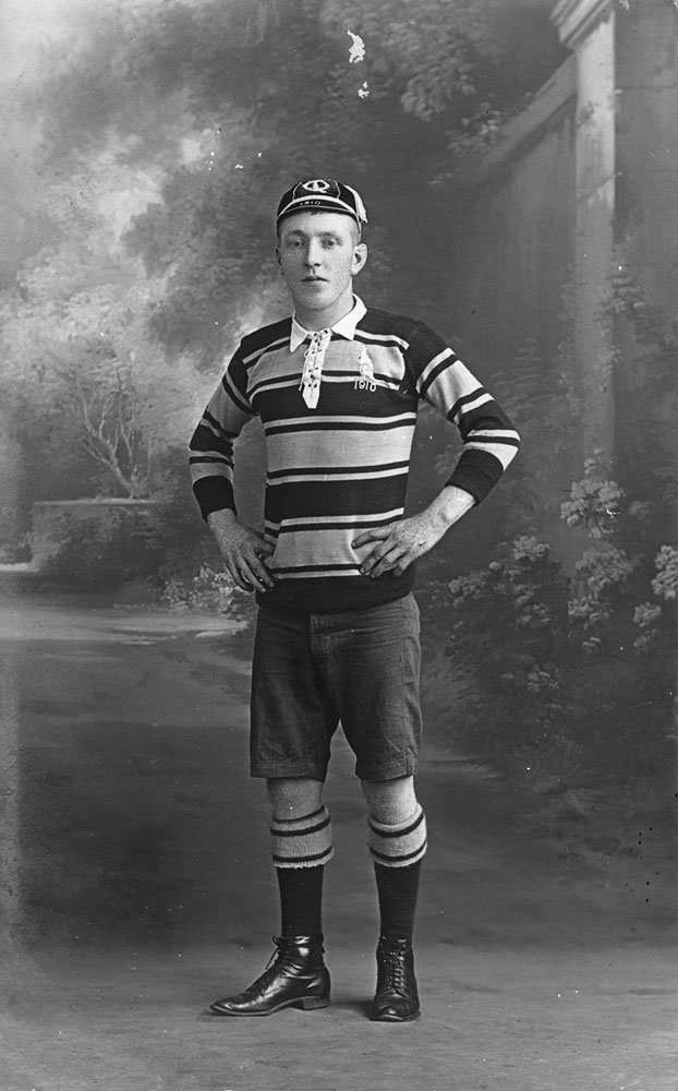 Yanto Lewis (Evan Howells), rugby league player, in his Australian jersey, Ipswich, 1910