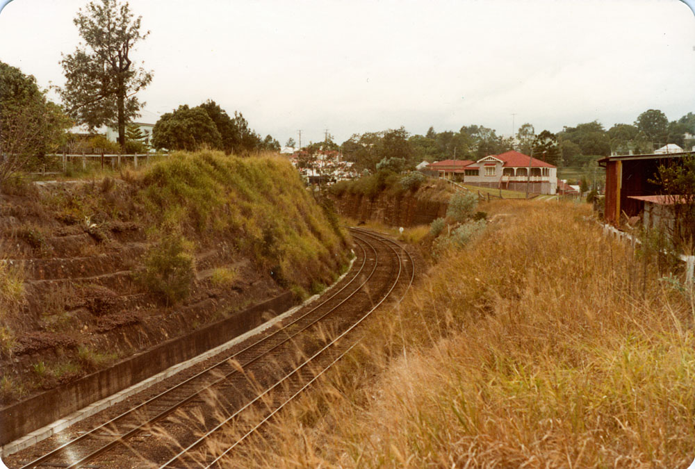 Railway Cutting, from Challinor Street Bridge, Sadliers Crossing, Ipswich,  1984