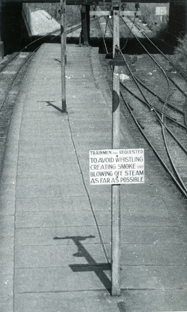 Sign for engine drivers, thought to be at Ipswich Railway Station, 1940s
