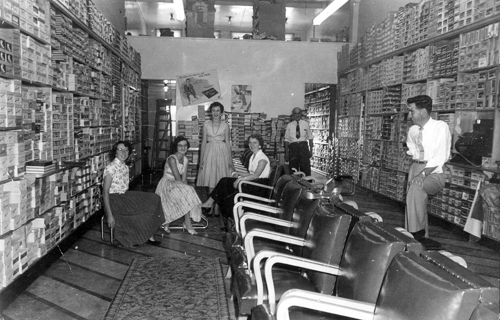 Interior of Mathers Shoes, Brisbane Street, Ipswich, c.1960