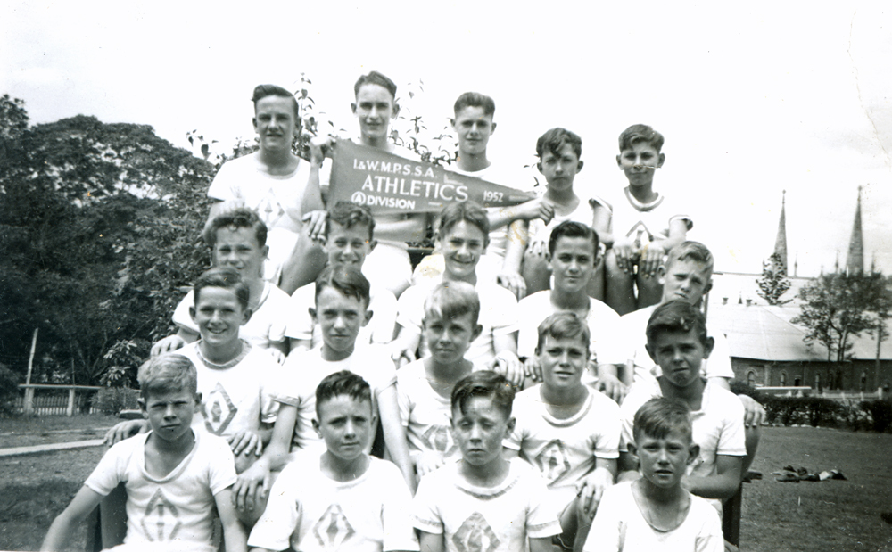 Athletics team from St Mary's Christian Brothers School, Ipswich, 1952
