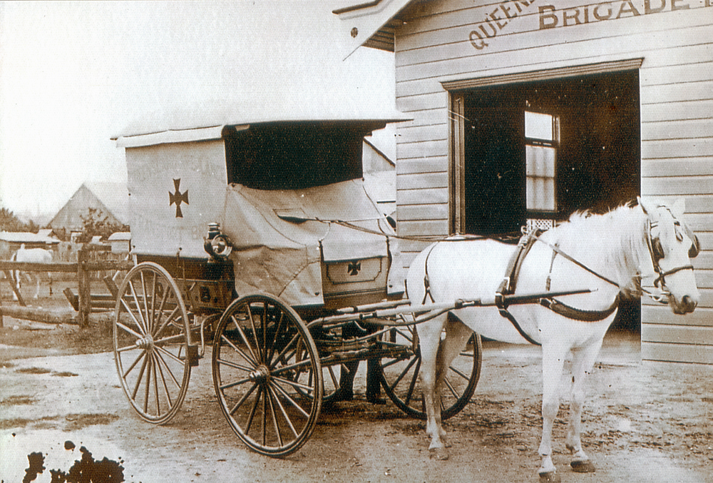 QATB ambulance at the Ambulance Station, North Ipswich, c.1910