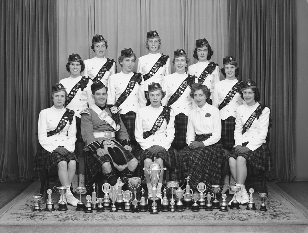 Believed to be Clan Cameron and Stewart's marching band, Ipswich, c.1960