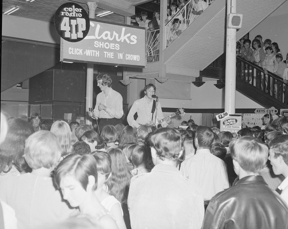 Cribb &amp; Foote, Clarkes shoes in-store promotion with 4IP radio, Ipswich, 1969