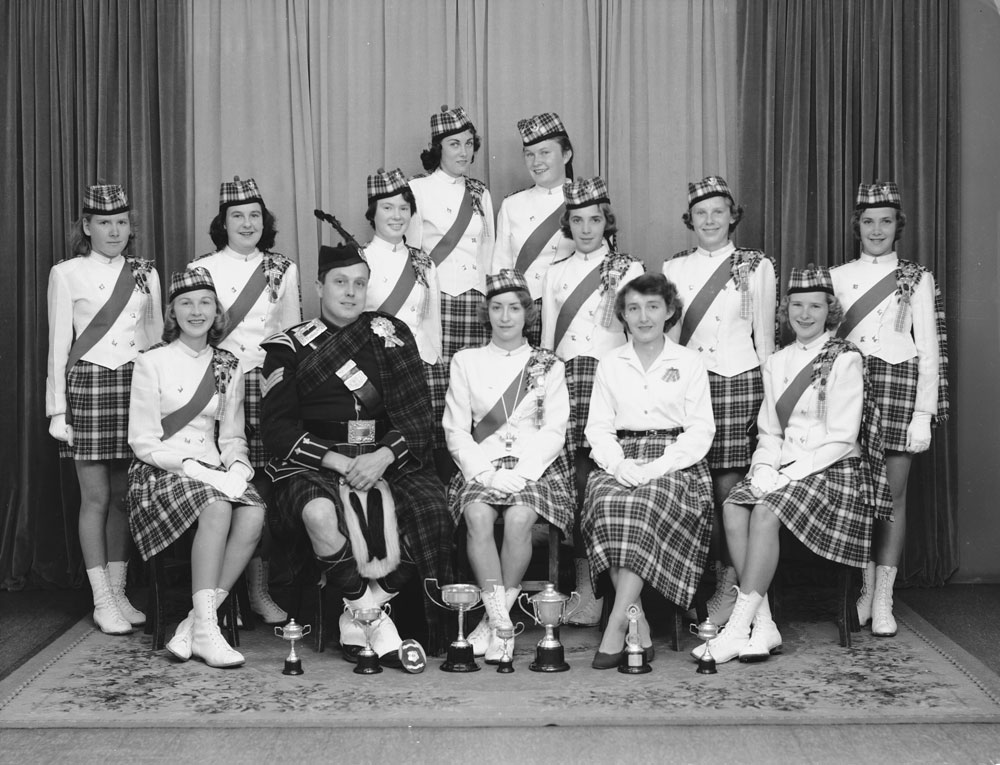 Believed to be Clan Cameron and Stewart's marching band, Ipswich, c.1960
