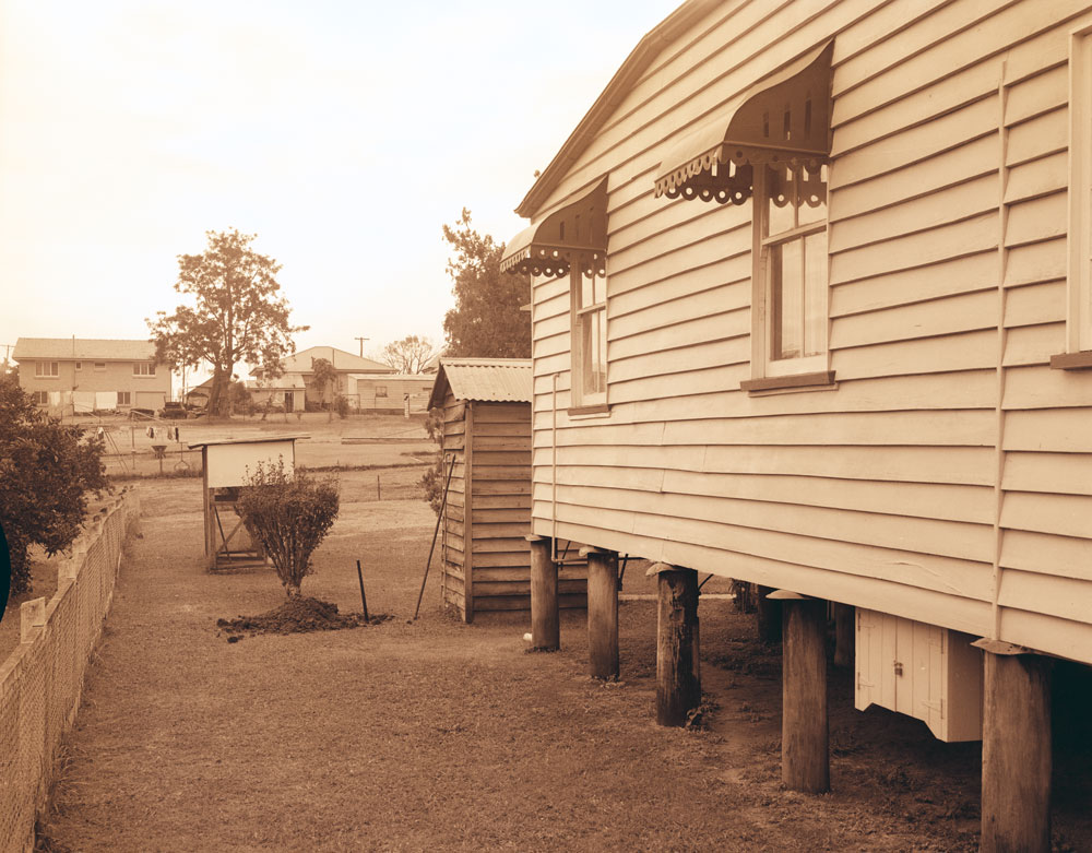 Side yard view of an unidentified house in Ipswich c.1979