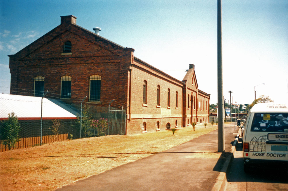 Old Railways Stores building that formed part of the Ipswich Railway Workshops and is now (2013) part of Riverlink Shopping Centre, North Ipswich, 1991