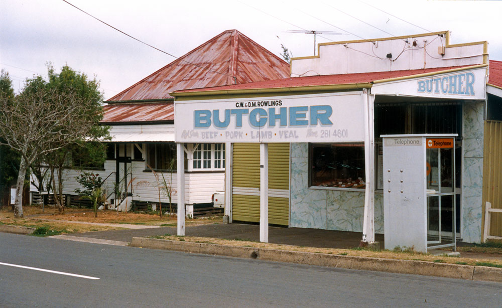 Rowlings' Butcher shop at 64 Woodend Road, Woodend, Ipswich, 1991