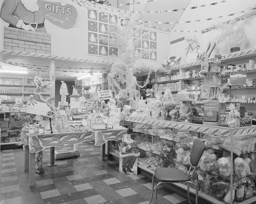 Shewan's Pharmacy shop interior, 111 Brisbane Street, Ipswich, 1958