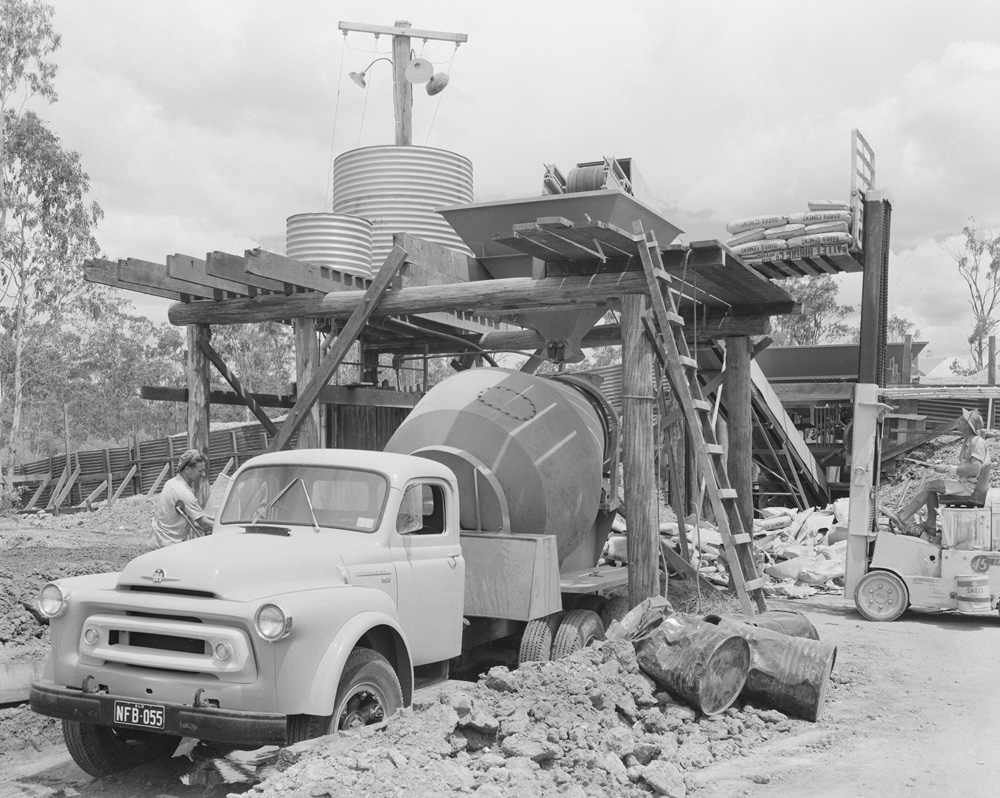 Staff working at Pioneer Concrete Services Limited, Concrete Plant, Amberley, Ipswich, 1958