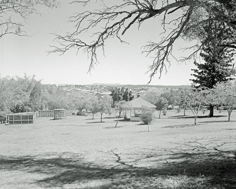 Queens Park band rotunda and animal enclosure, Ipswich, 1959
