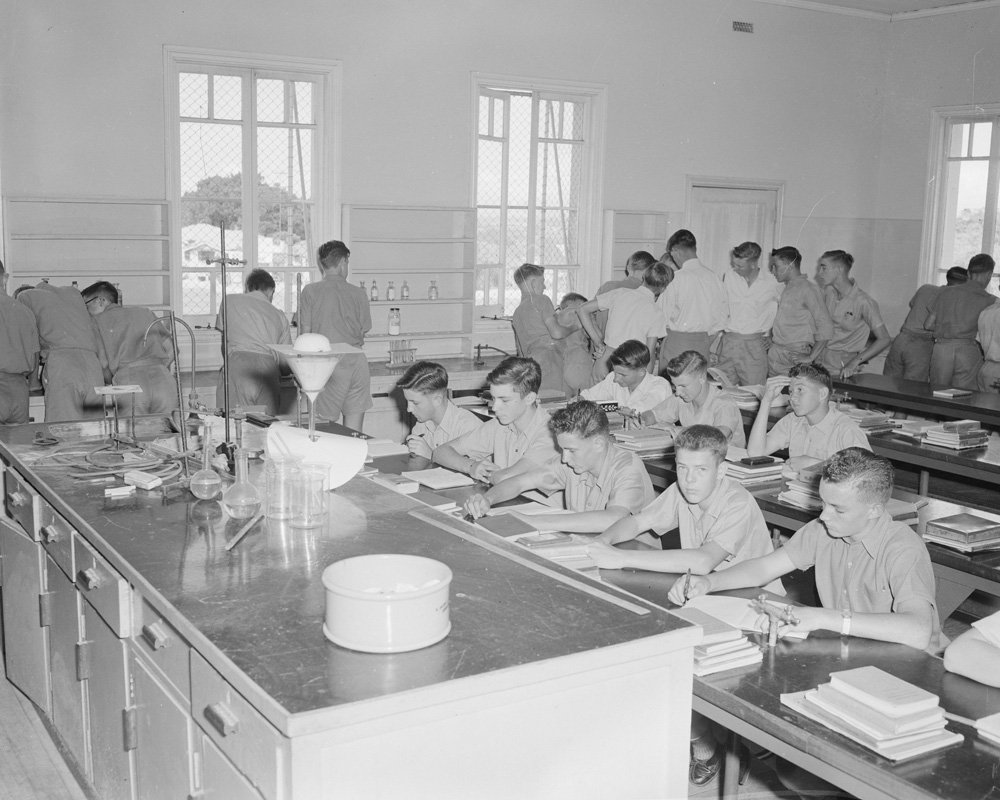 Science classroom, Ipswich Grammar School, Ipswich, 1959
