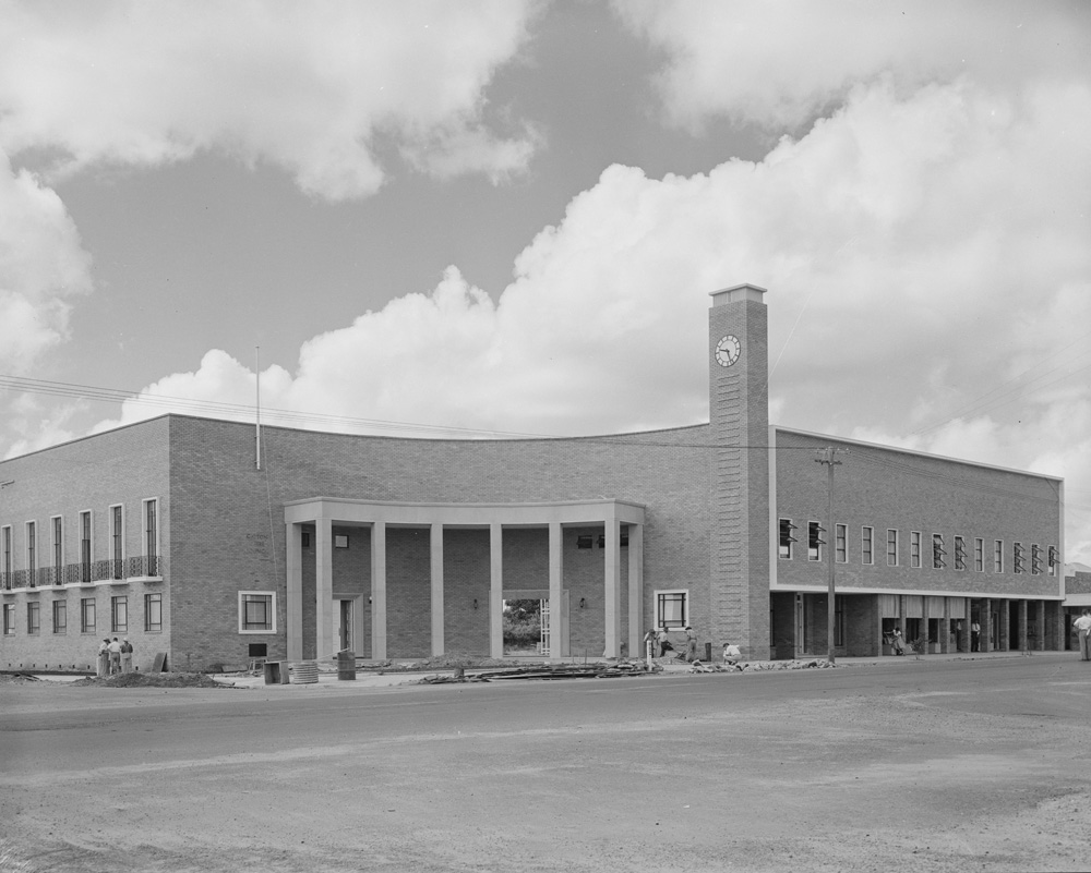 Gatton Civic Centre construction, corner of North and Railway Streets, Gatton, 1959