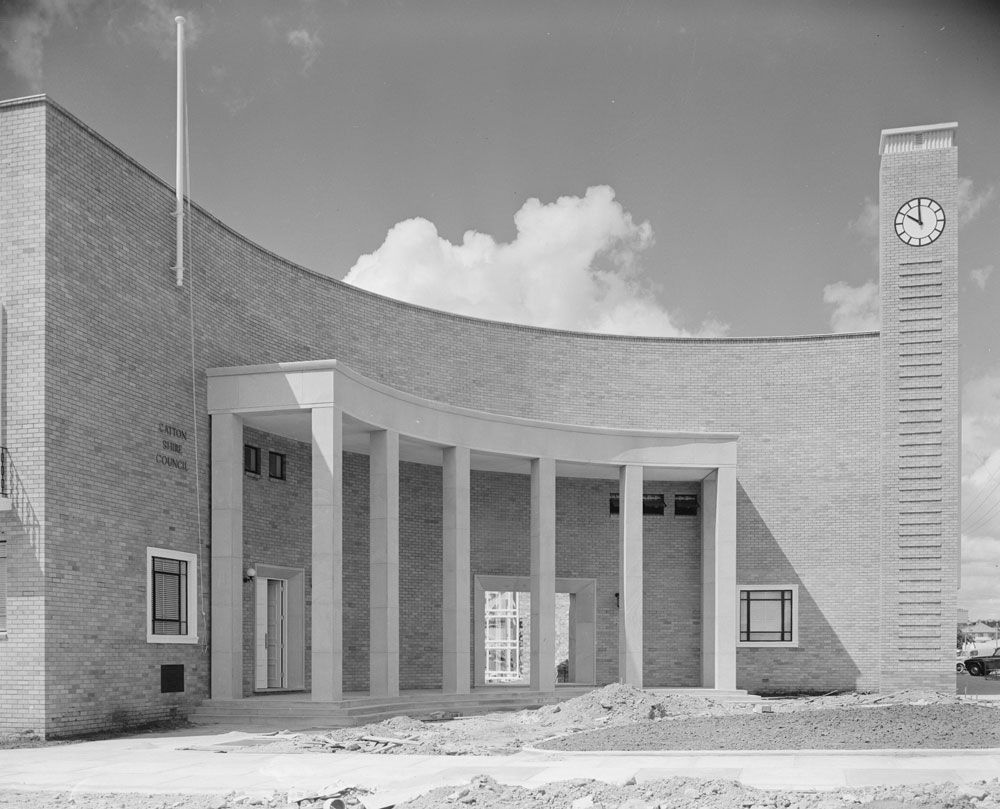 Gatton Civic Centre construction, corner of North and Railway Streets, Gatton, 1959