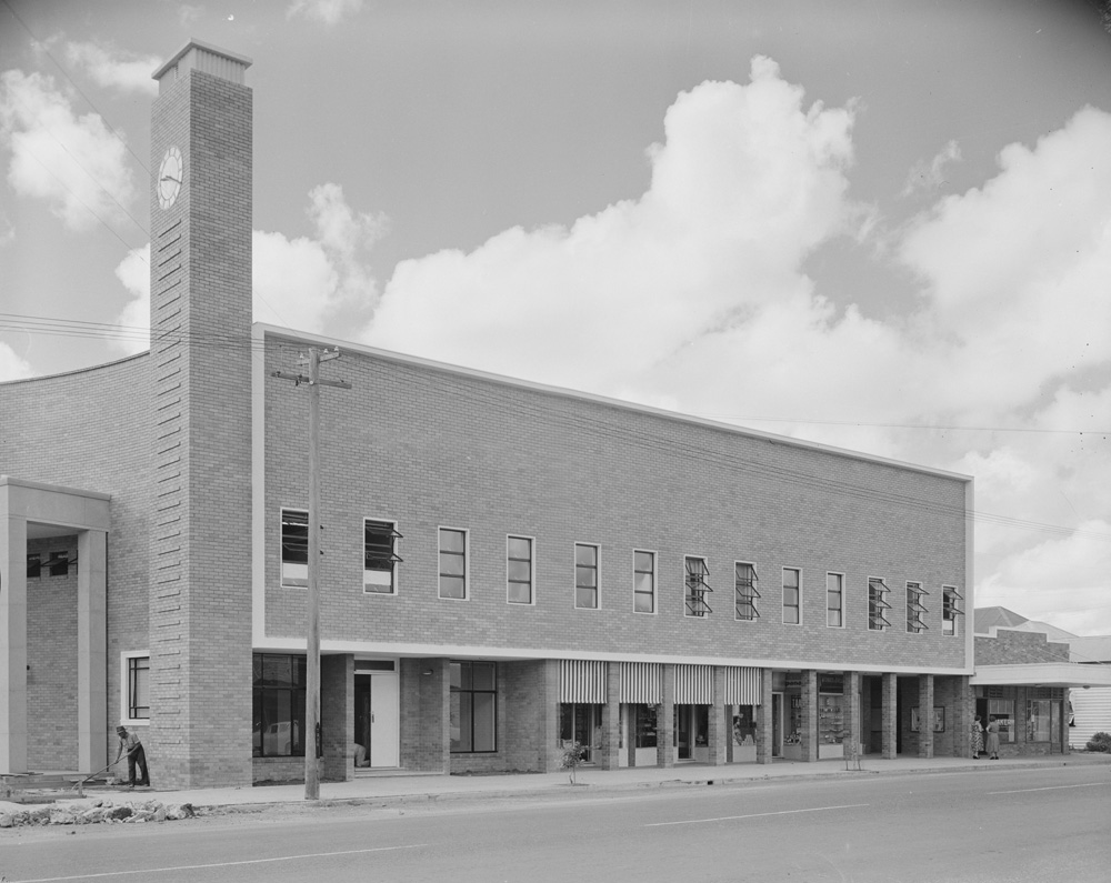 Gatton Civic Centre construction, corner of North and Railway Streets, Gatton, 1959