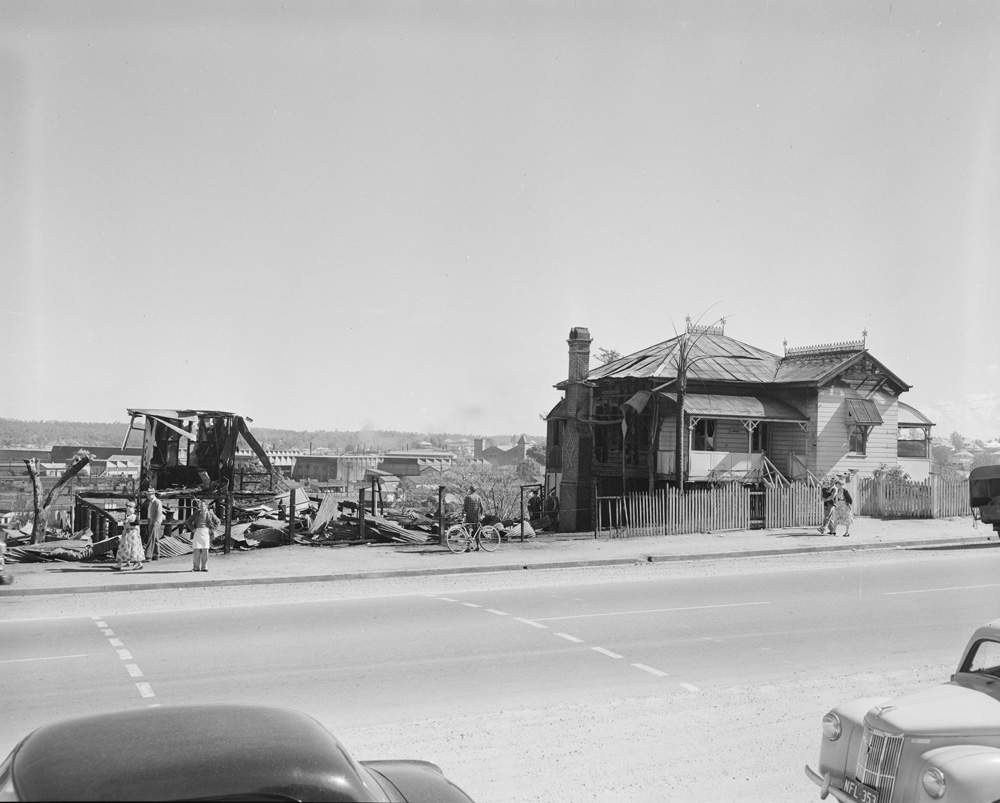 Aftermath of fire at the Congregational Church, Downs Street, North Ipswich, 1958