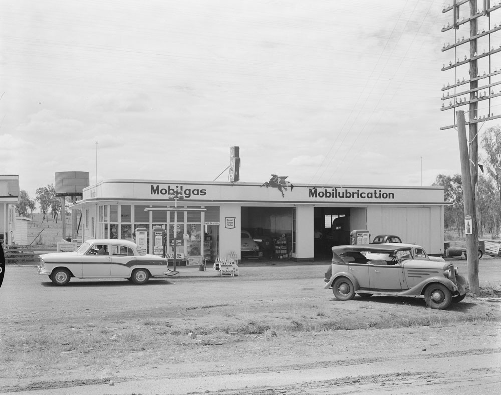 Mobilgas Service Station, thought to be at either Brassall or Blacksoil, Ipswich, 1959