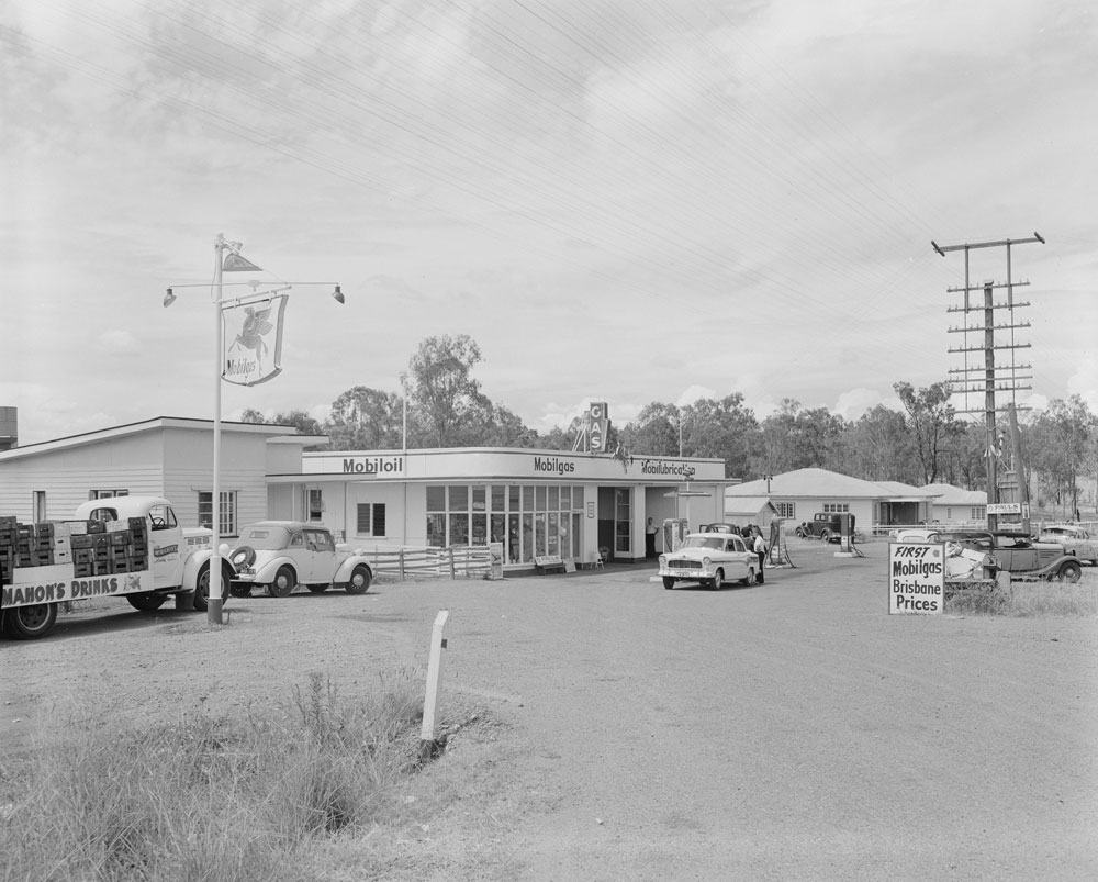 Mobilgas Service Station, thought to be at either Brassall or Blacksoil, Ipswich, 1959