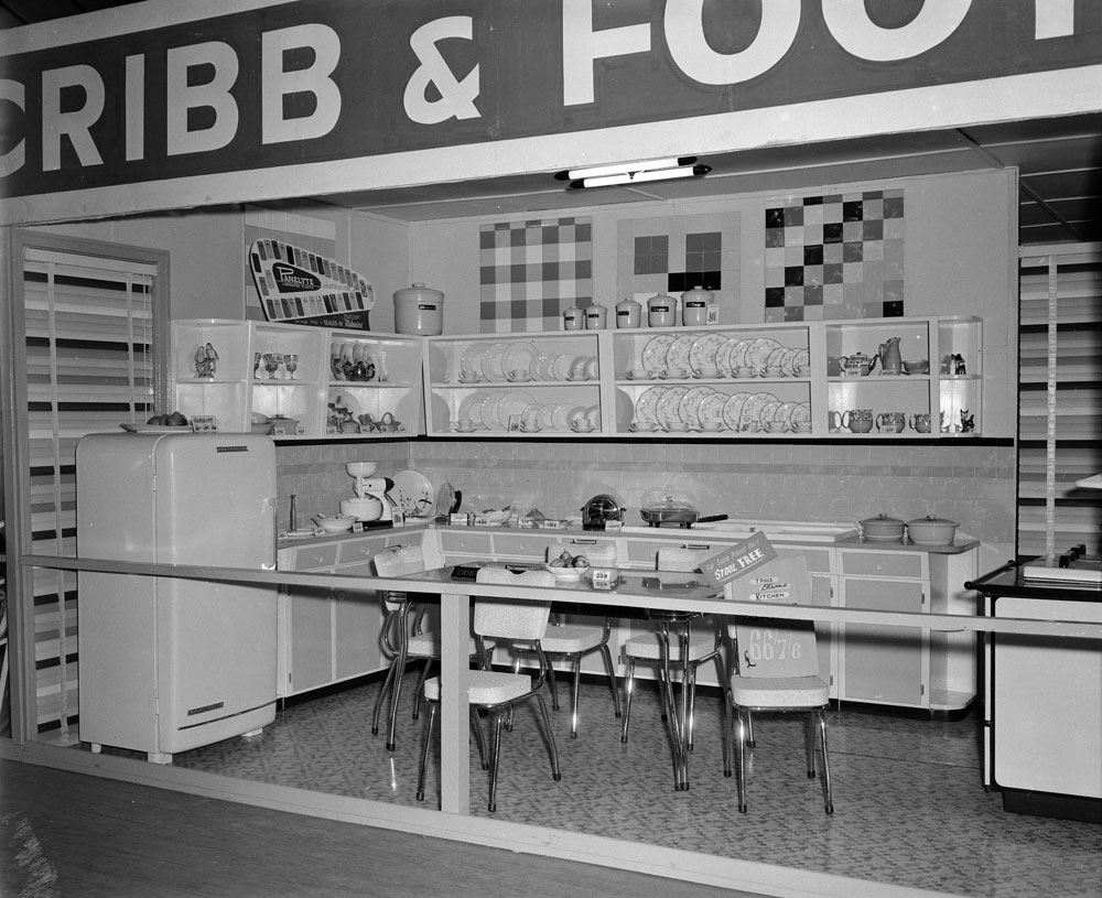 Cribb &amp; Foote kitchen furniture display, Ipswich Show, Ipswich, 1959