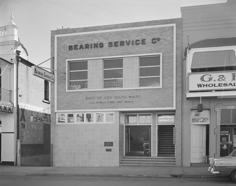 Bank of New South Wales and the office of Bearing Service Company of Australia Pty Ltd building, 213 Brisbane Street, Ipswich, Qld - 1959