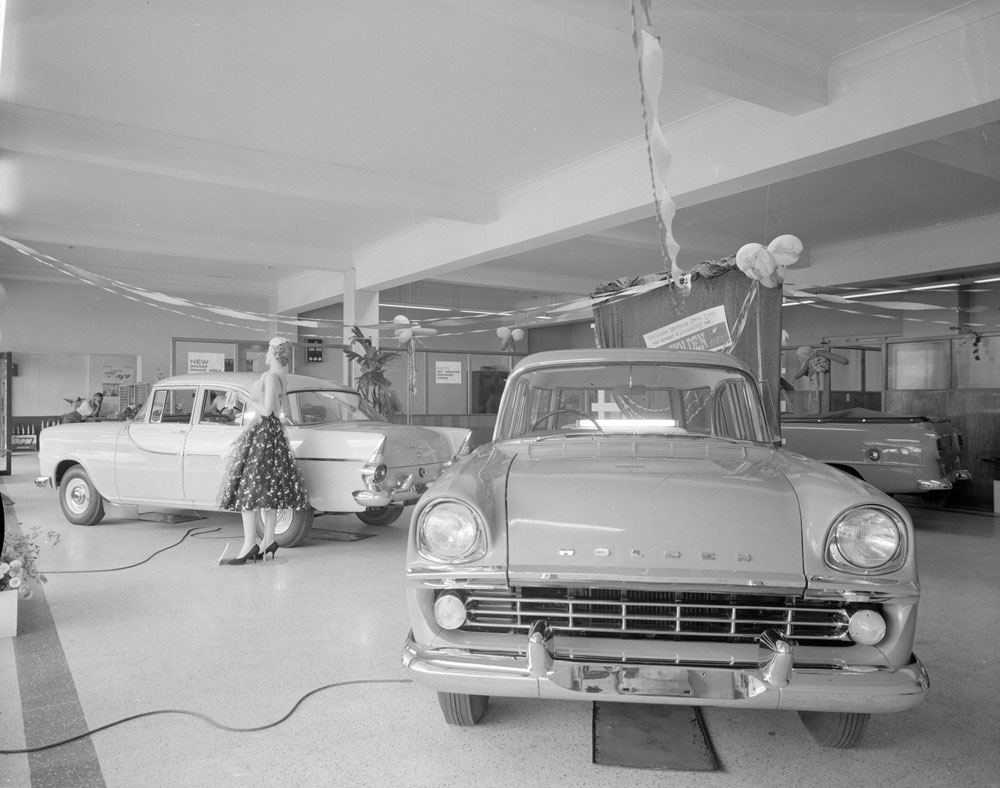 Faulkner Motors Showroom, corner of East and South Streets, Ipswich, 1959