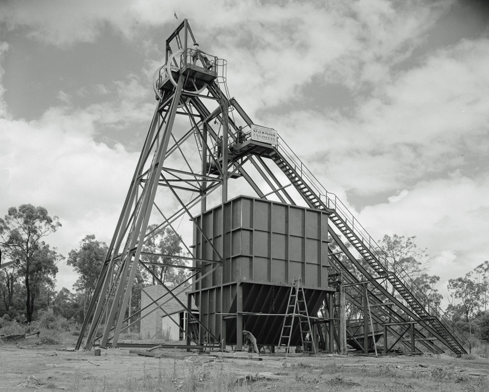 Box Flat Colliery, Pit Head construction, Ipswich, 1959