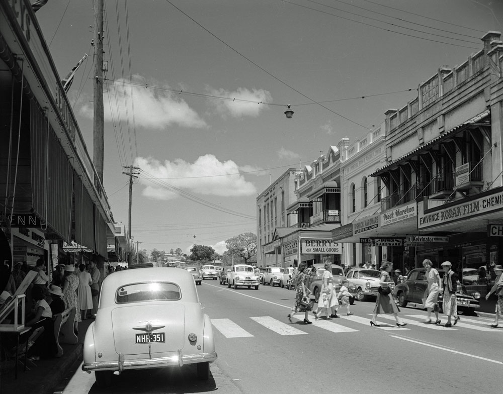 Nicholas Street  towards Brisbane Street, Ipswich, 1959