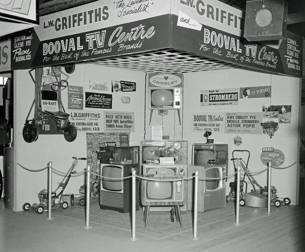L.W. Griffiths and Booval TV Centre stand, Ipswich Show, Ipswich, 1960