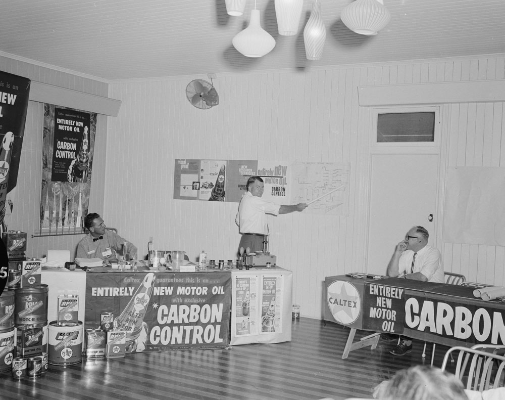 Caltex Group meeting - 'Entirely New Motor Oil' campaign, Ipswich, 1961