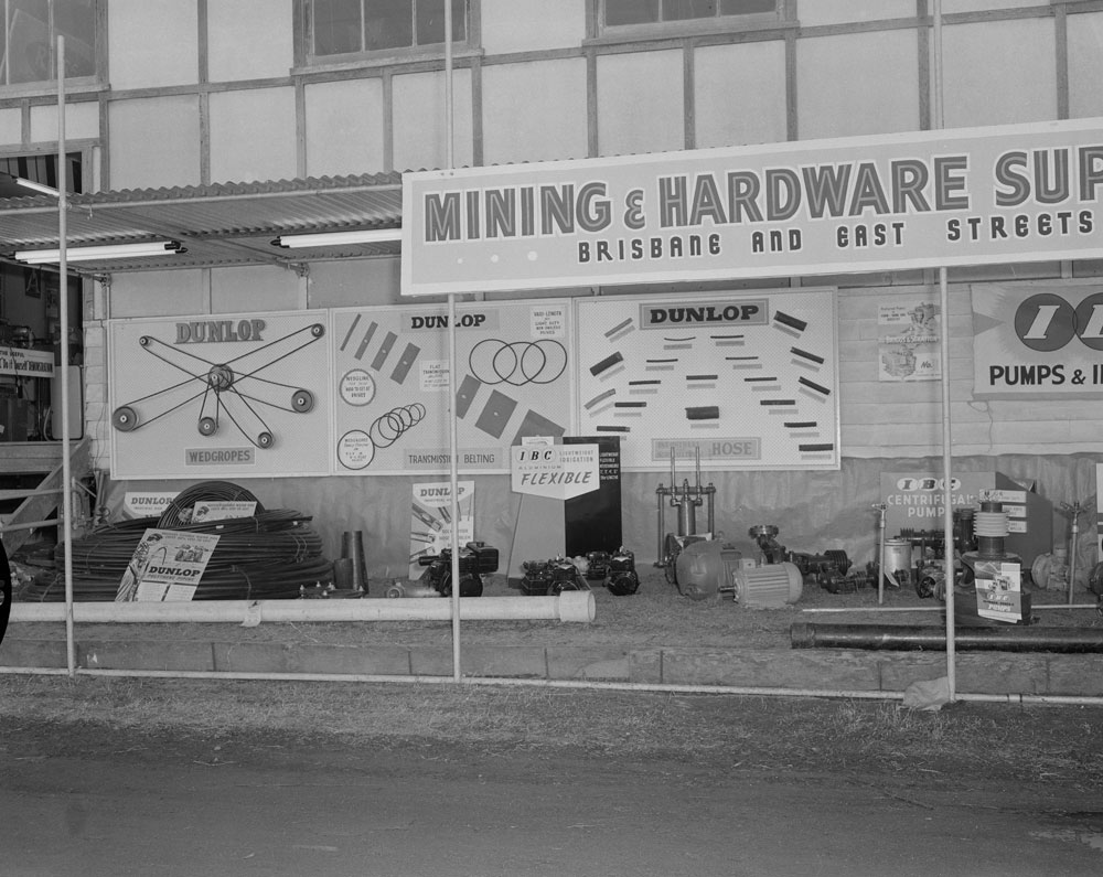 Mining &amp; Hardware Supplies, exterior display, Ipswich Show, Ipswich, 1961