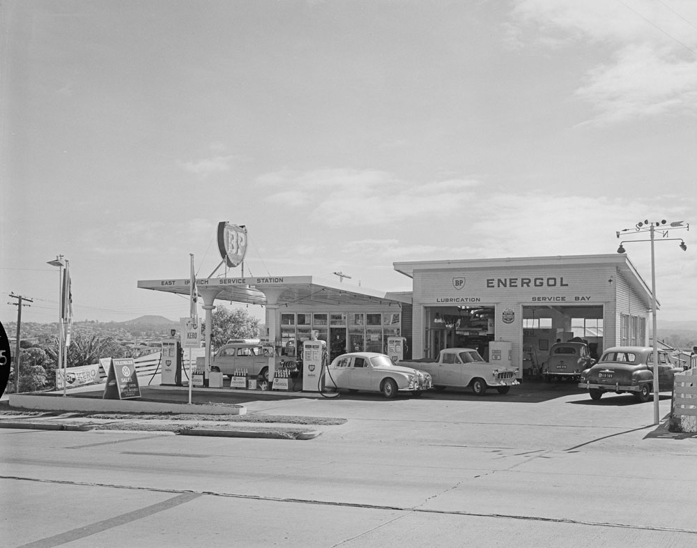Eric Townsley's BP Service Station, Brisbane Road, East Ipswich, 1961