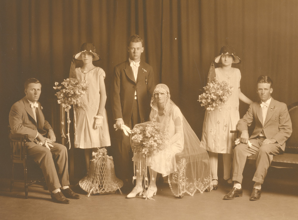 Formal wedding portrait of Godfrey and Lillian Harris (nee Chandler), Ipswich, 1926