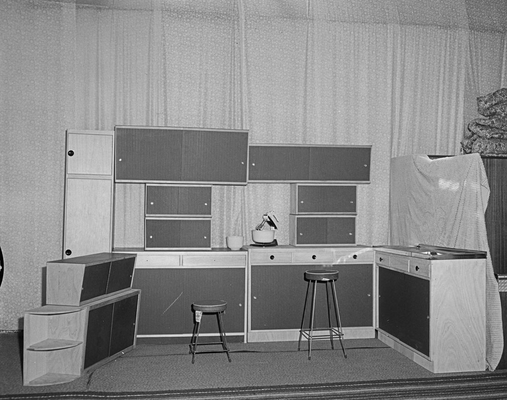 H.T. Hooper &amp; Co. Furniture Store, kitchen suite, Ipswich, 1963