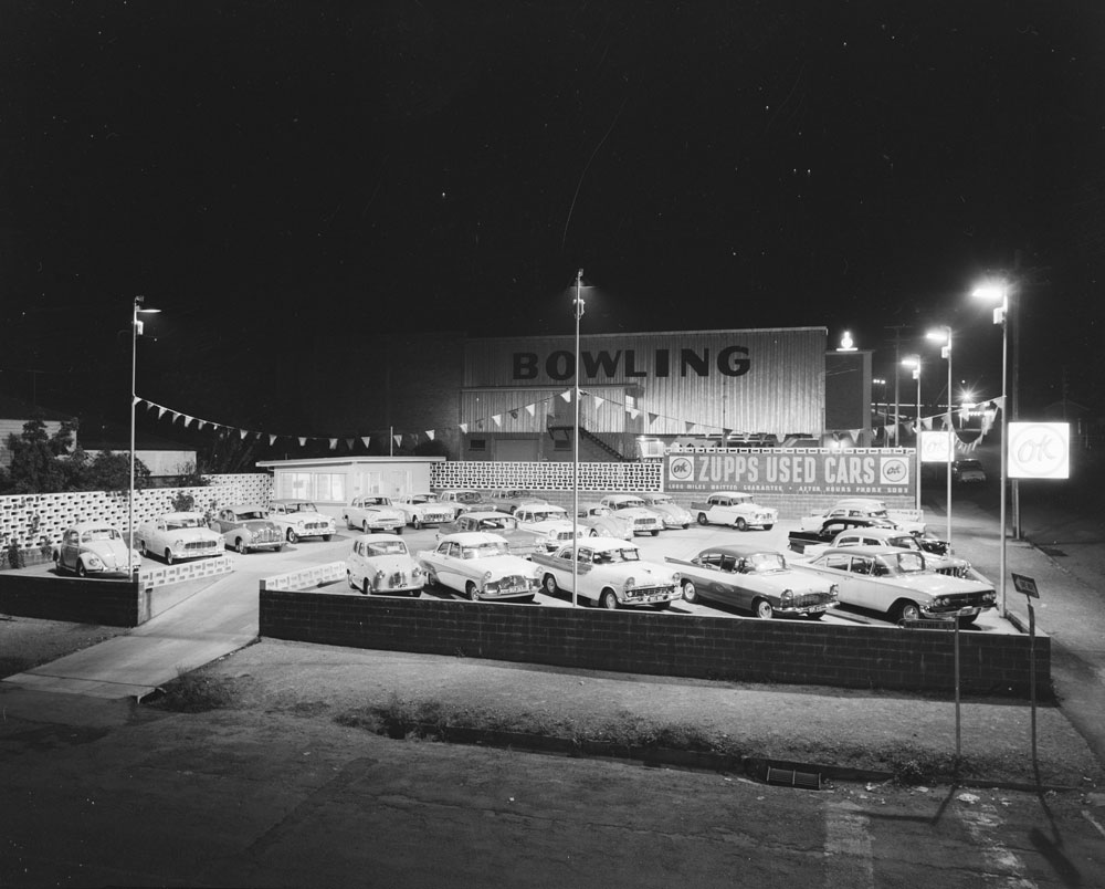 Zupps Used Cars, corner Mortimer and Brisbane Streets, Ipswich,  1963