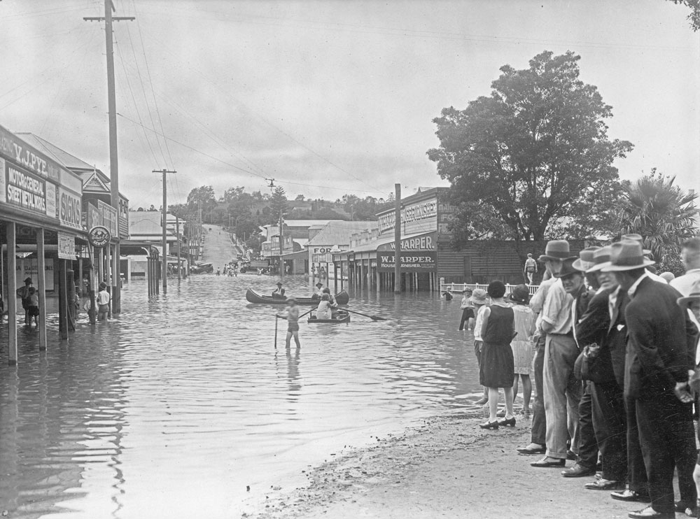 Brisbane Street in flood, looking east, Ipswich, January 1927