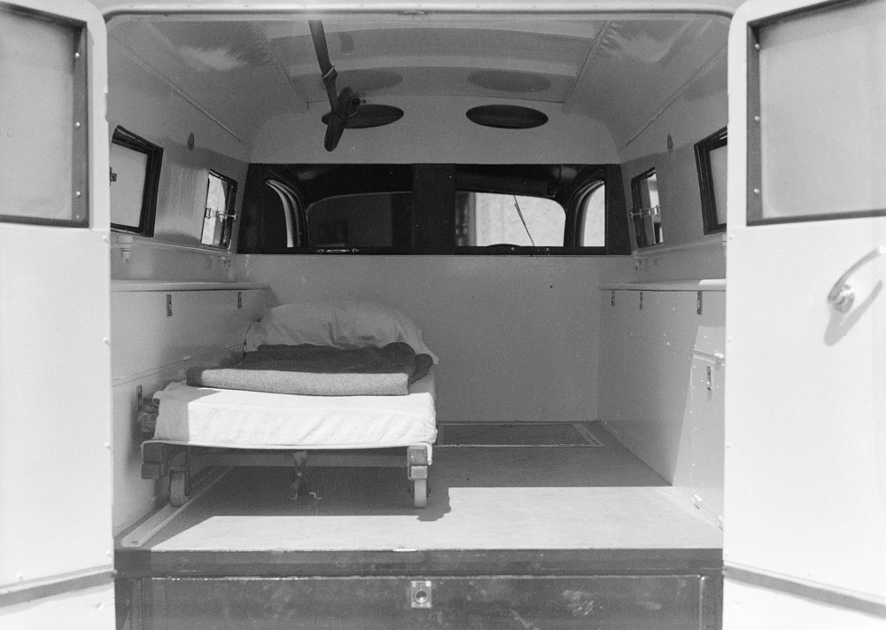 Ambulance interior, Queensland Ambulance Transport Brigade Hospital, North Ipswich, c.1940