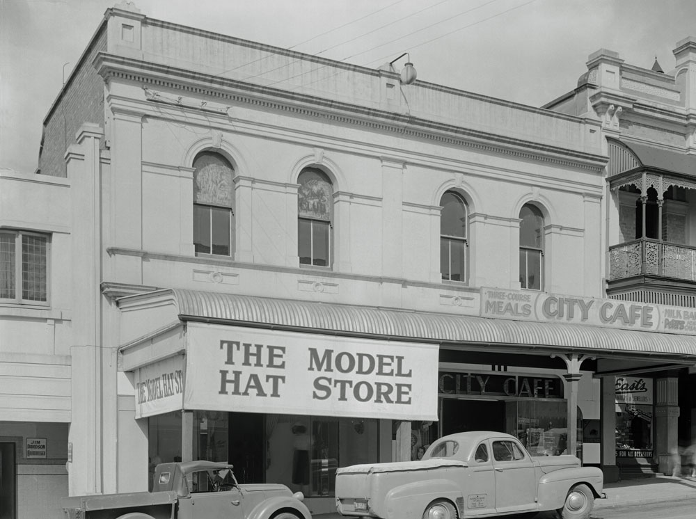 The Model Hat Store and City Caf&eacute;,  Brisbane Street, early 1950s